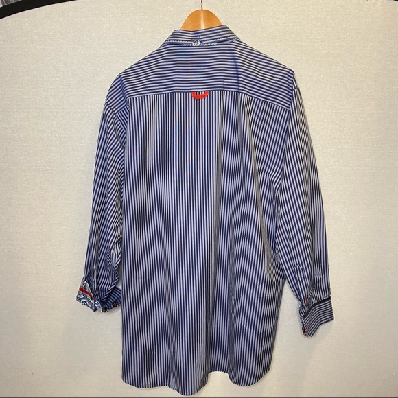 NXT Striped Dress Shirt Contrast Cuffs & Collar Blue Men’s Size 2X - Picture 7 of 11